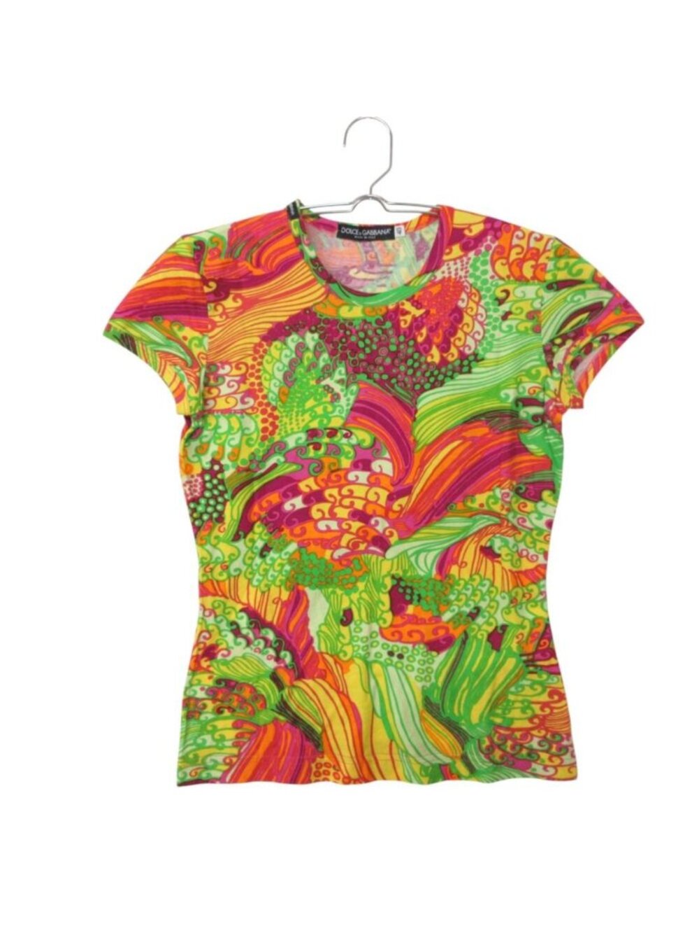 Dolce & Gabbana Short Sleeve T-Shirt Crew Neck Pullover Psychedelic Pattern